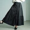 大きいサイズ レディース アシメ切り替えドロストフレアスカート　sw-0792 ブラック