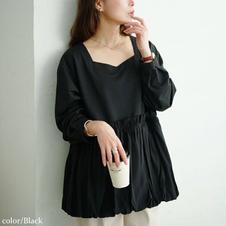 大きいサイズ レディース ドッキングバルーンペプラムプルオーバー　fem-612