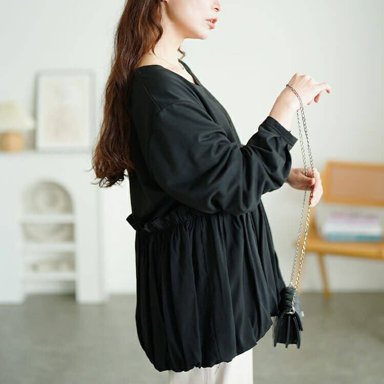 大きいサイズ レディース ドッキングバルーンペプラムプルオーバー　fem-612