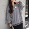 大きいサイズ レディース チュールレイヤードボリューム袖トレーナー　fem-611