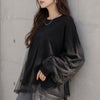大きいサイズ レディース チュールレイヤードボリューム袖トレーナー　fem-611