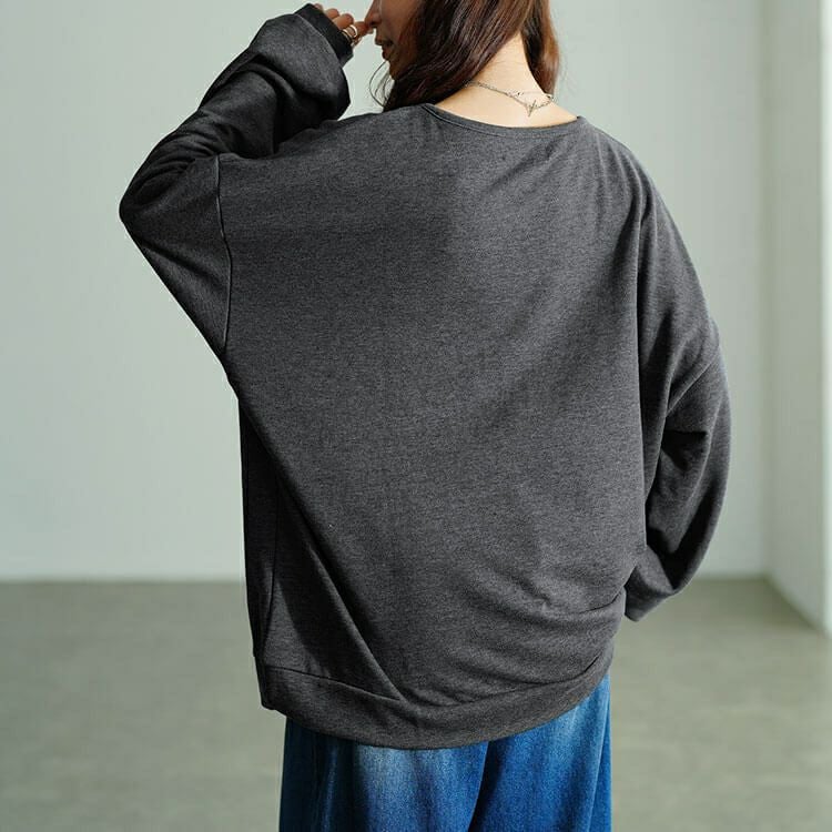 大きいサイズ レディース レースアップラウンドネックトレーナー　fem-610