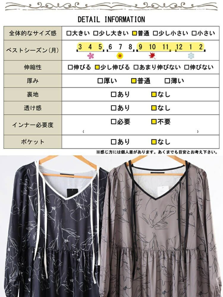 大きいサイズ レディース 花柄配色パイピング肩リボンワンピース　fem-608 【メール便可】