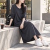 大きいサイズ レディース 袖シャーリングヘンリーネックワンピース　fem-607