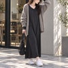 大きいサイズ レディース 袖シャーリングヘンリーネックワンピース　fem-607