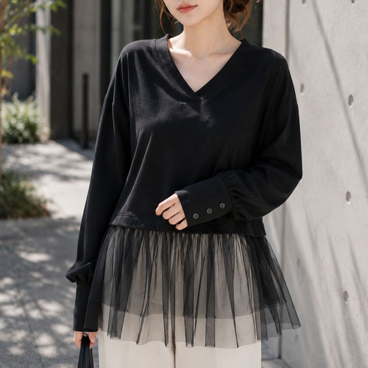 大きいサイズ レディース チュールドッキングプルオーバー　fem-605