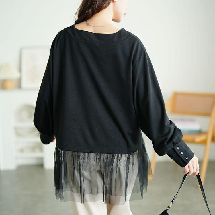 大きいサイズ レディース チュールドッキングプルオーバー　fem-605
