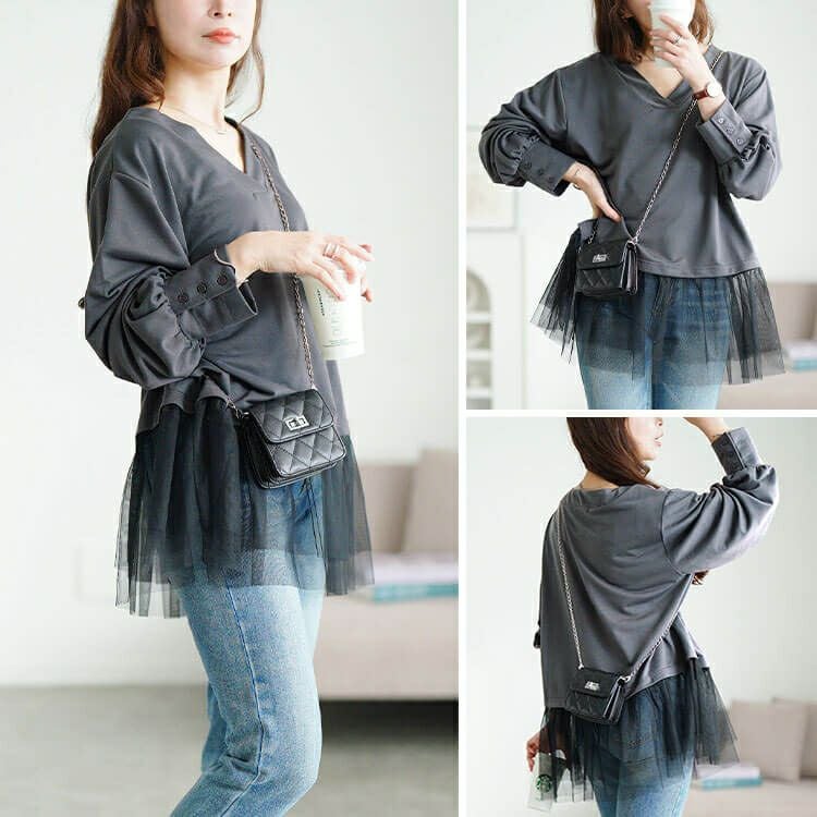 大きいサイズ レディース チュールドッキングプルオーバー　fem-605