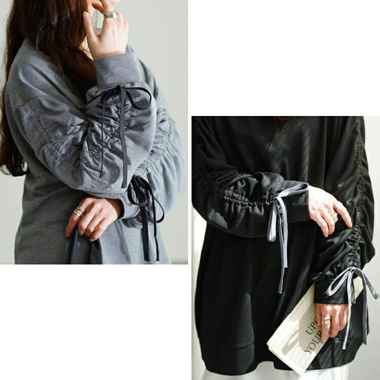 大きいサイズ レディース ドロストスリーブプルオーバー　fem-603