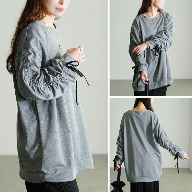 大きいサイズ レディース ドロストスリーブプルオーバー　fem-603