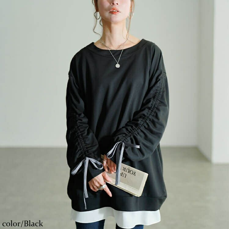 大きいサイズ レディース ドロストスリーブプルオーバー　fem-603