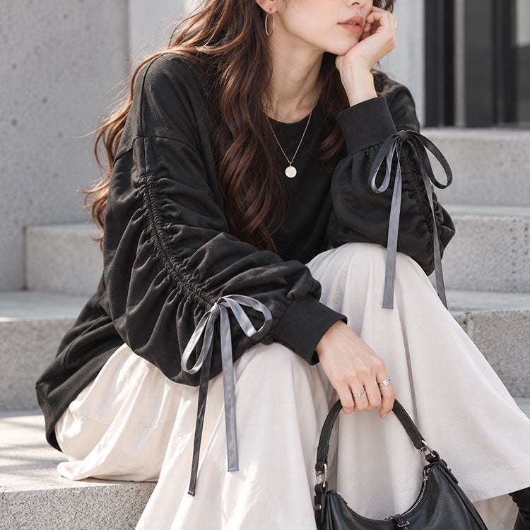 大きいサイズ レディース ドロストスリーブプルオーバー　fem-603