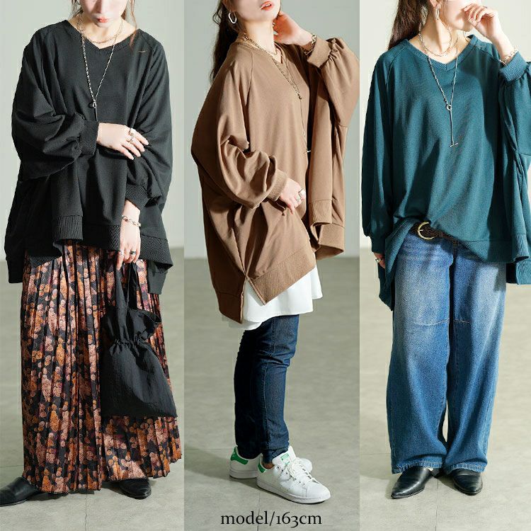 大きいサイズ レディース ステップヘムドルマンワイドチュニック　bai-0199