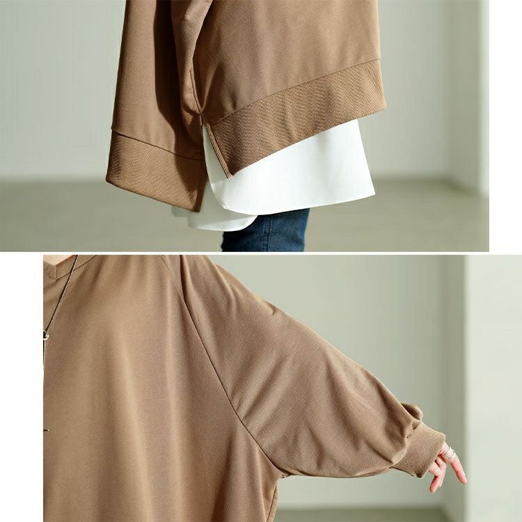 大きいサイズ レディース ステップヘムドルマンワイドチュニック　bai-0199