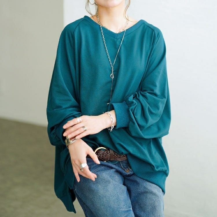 大きいサイズ レディース ステップヘムドルマンワイドチュニック　bai-0199