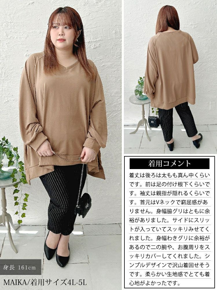 大きいサイズ レディース ステップヘムドルマンワイドチュニック　bai-0199