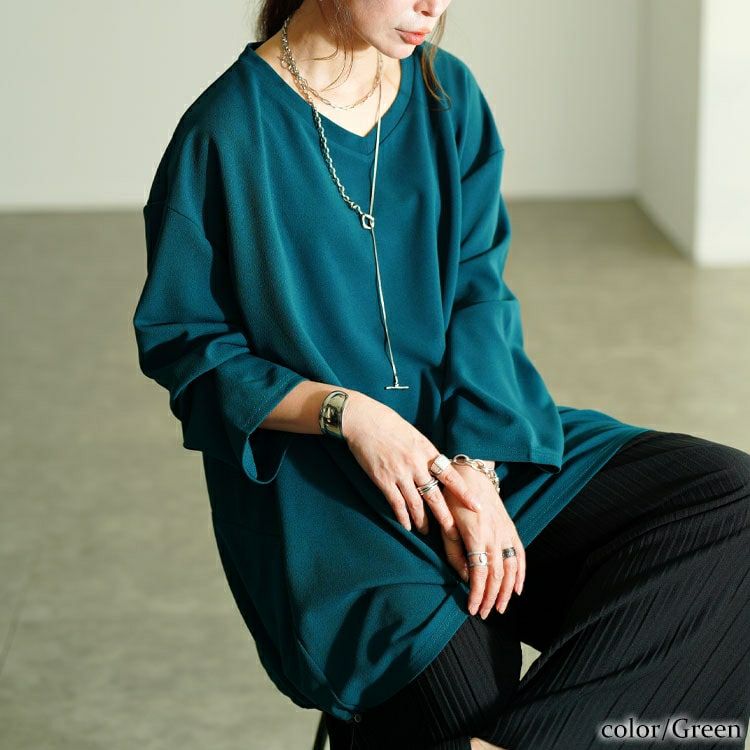 大きいサイズ レディース Vネックバックドロストチュニック　bai-0198