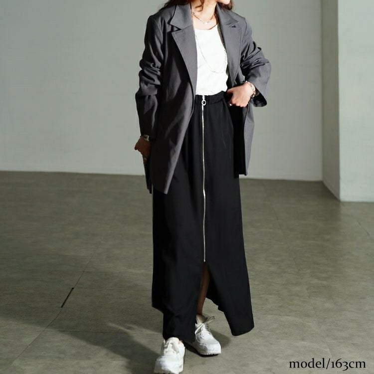 大きいサイズ レディース サイドラインZIPスリットフレアスカート　bai-0197 【メール便可】