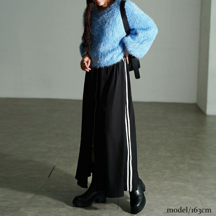 大きいサイズ レディース サイドラインZIPスリットフレアスカート　bai-0197 【メール便可】