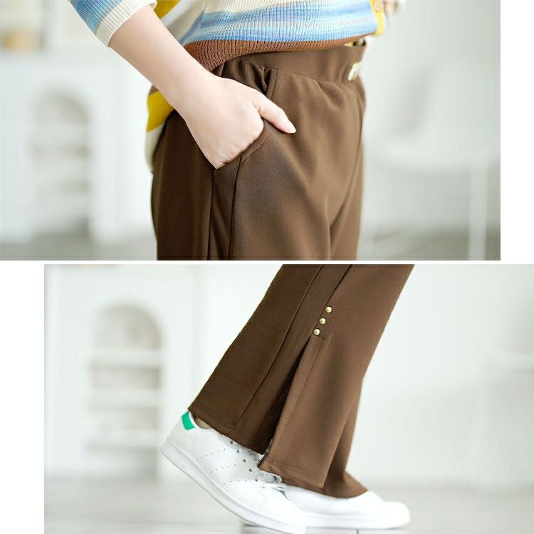 大きいサイズ レディース サイドスリットフレアパンツ　goldy-1751