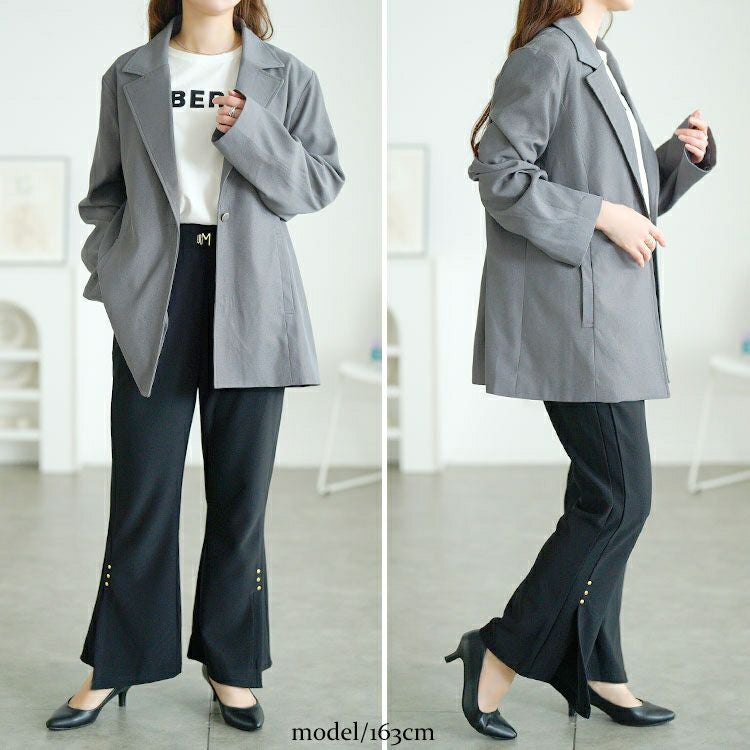 大きいサイズ レディース サイドスリットフレアパンツ　goldy-1751