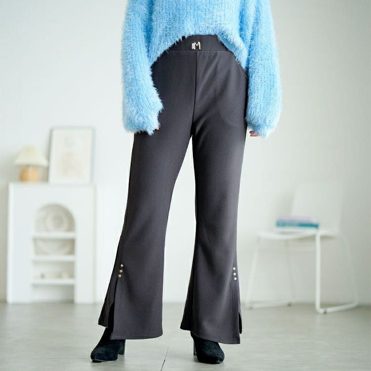 大きいサイズ レディース サイドスリットフレアパンツ　goldy-1751