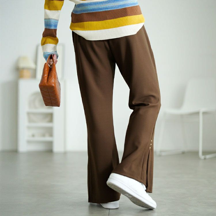 大きいサイズ レディース サイドスリットフレアパンツ　goldy-1751