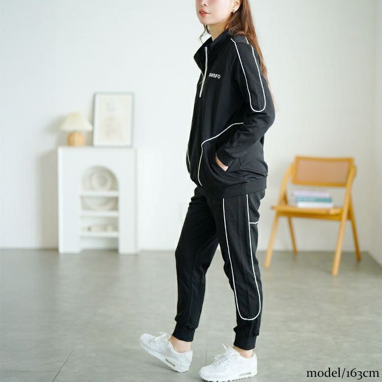 大きいサイズ レディース ハーフジップスウェット上下セット　goldy-1749