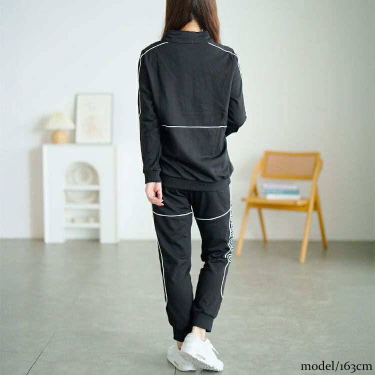 大きいサイズ レディース ハーフジップスウェット上下セット　goldy-1749