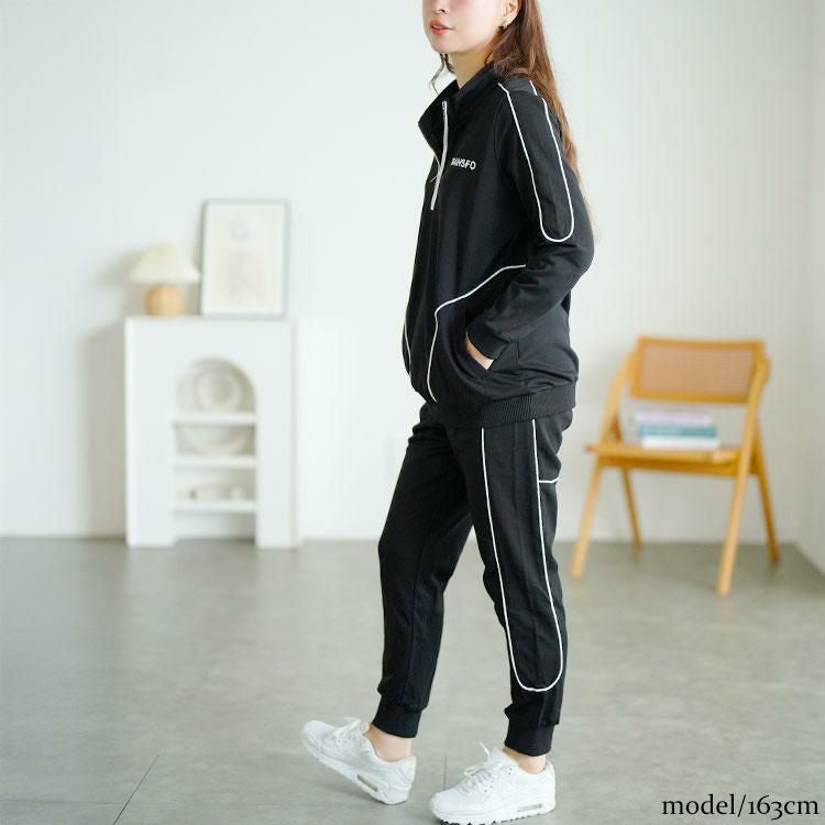 大きいサイズ レディース ハーフジップスウェット上下セット　goldy-1749 ブラック