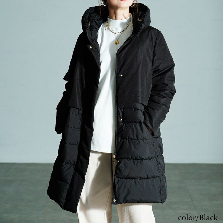 大きいサイズ レディース 撥水＆防風ファイバーダウンコート　mnfk-552820