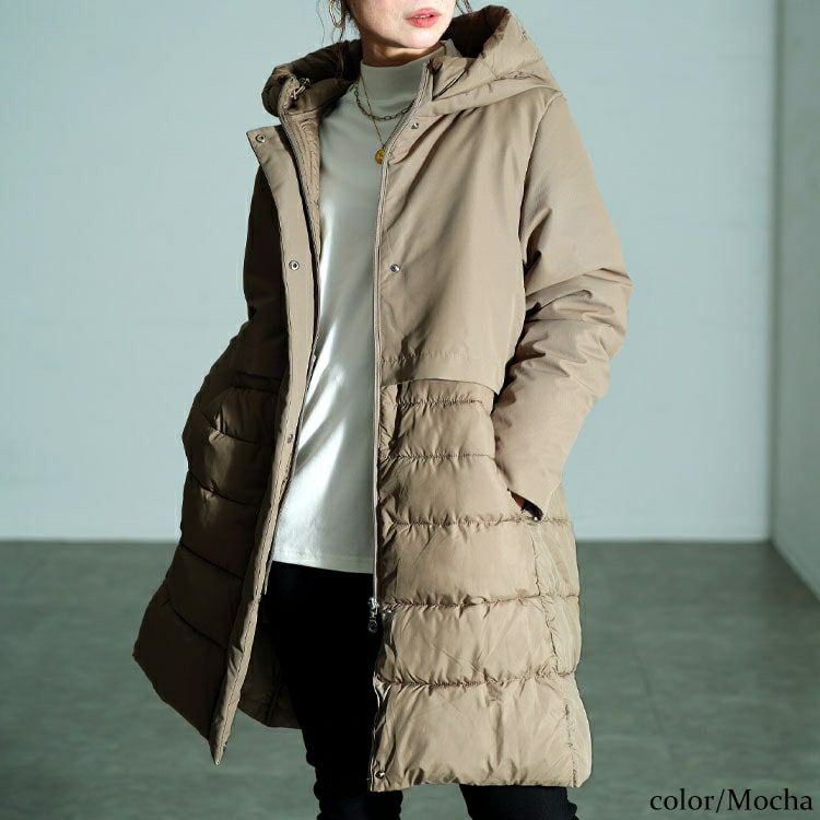 大きいサイズ レディース 撥水＆防風ファイバーダウンコート　mnfk-552820