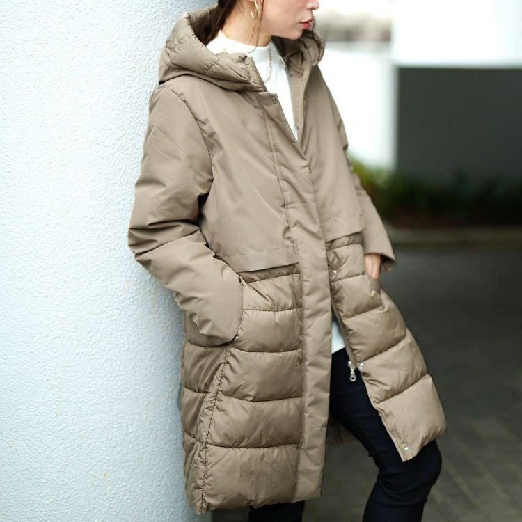 大きいサイズ レディース 撥水＆防風ファイバーダウンコート　mnfk-552820