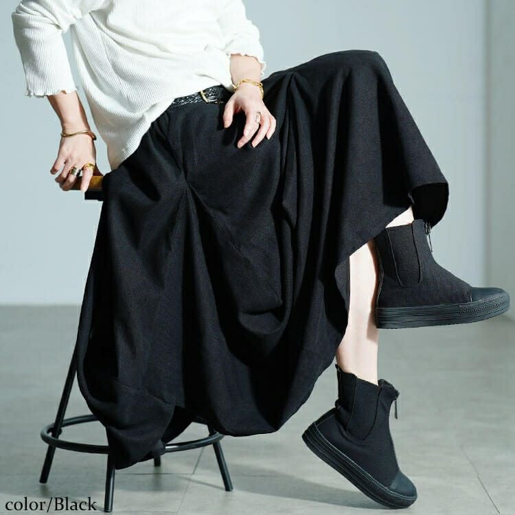 大きいサイズ レディース 変形タックボリュームスカート　sw-0809