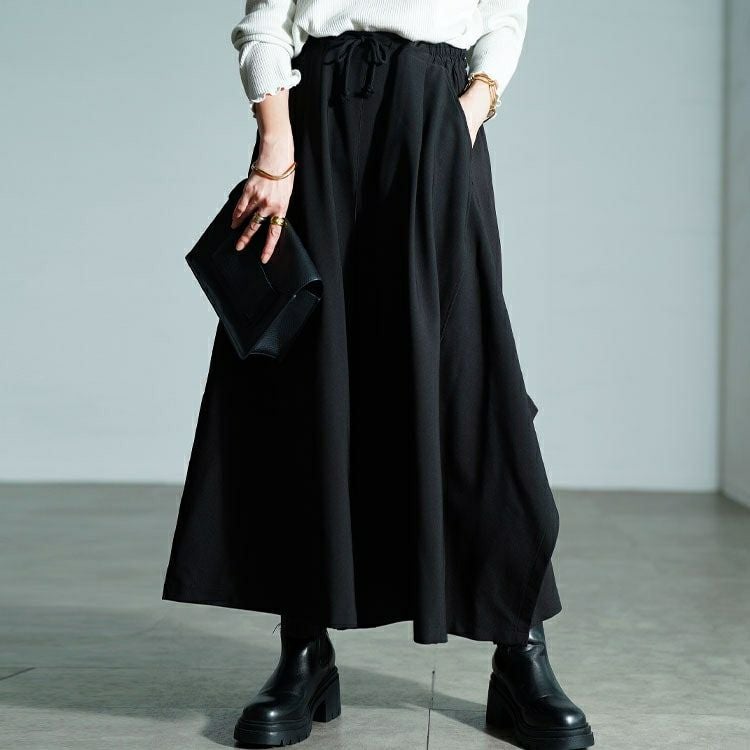 大きいサイズ レディース アシメタック変形ワイドパンツ　sw-0808