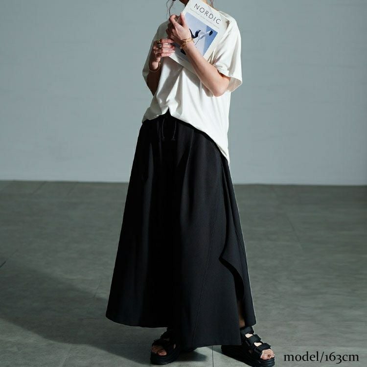 大きいサイズ レディース アシメタック変形ワイドパンツ　sw-0808