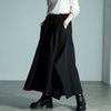 大きいサイズ レディース アシメタック変形ワイドパンツ　sw-0808 ブラック