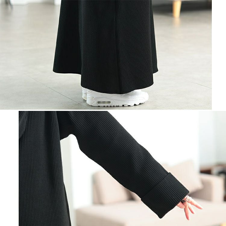 大きいサイズ レディース ハーフZIP畦編みニットワンピース　bro-0082