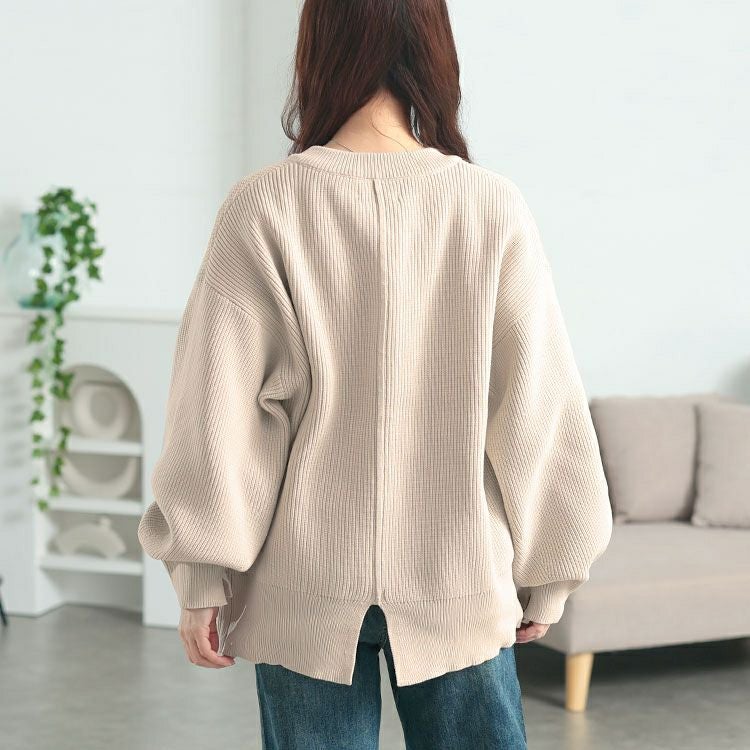 大きいサイズ レディース ビッグボタン畦編みニットカーディガン　bro-0080