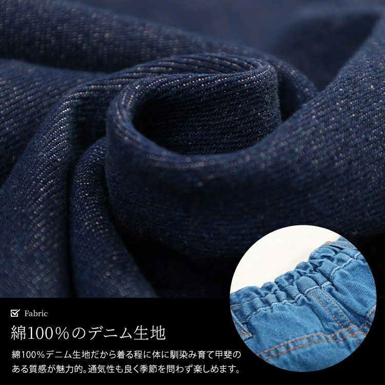 大きいサイズ レディース ヴィンテージ加工コットンデニムワイドパンツ　wd-0426