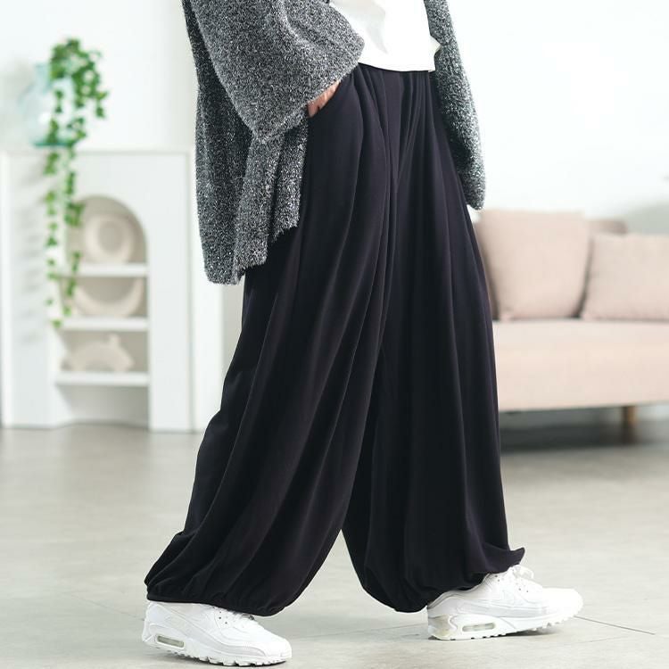 大きいサイズ レディース あったか裏起毛サーカスパンツ　sw-0768 ブラック