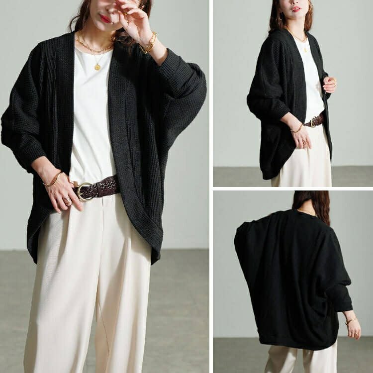 大きいサイズ レディース ワッフルドルマンカーディガン　cast-5558001