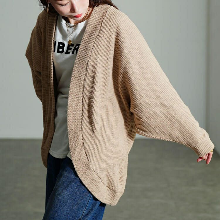 大きいサイズ レディース ワッフルドルマンカーディガン　cast-5558001