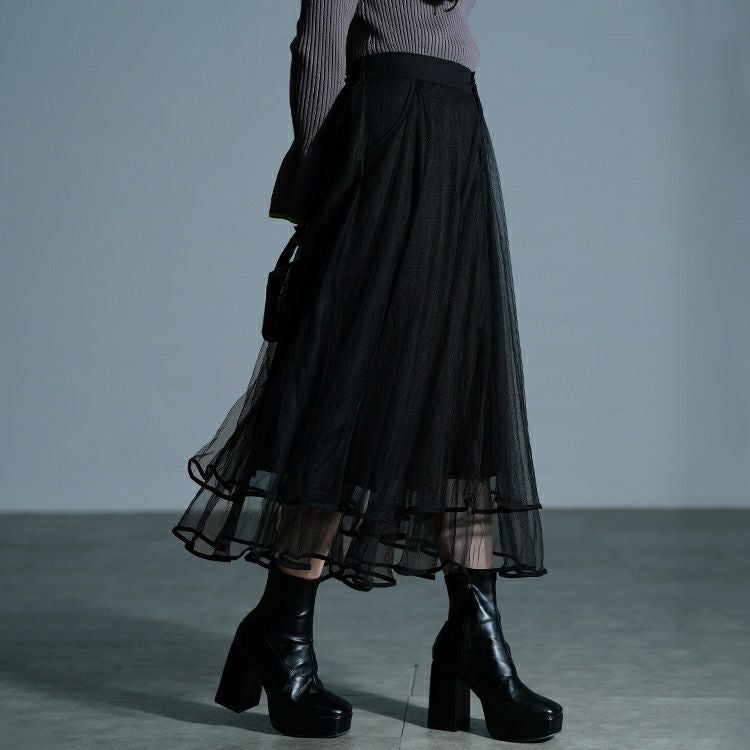大きいサイズ レディース ティアードチュールレイヤードスカート　jp566