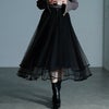 大きいサイズ レディース ティアードチュールレイヤードスカート　jp566 ブラック