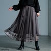 大きいサイズ レディース ティアードチュールレイヤードスカート　jp566 グレー