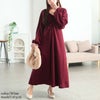 大きいサイズ レディース 胸元リボンドロストワンピース　fem-615 ワイン