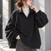 大きいサイズ レディース 裏起毛スキッパーカラープルオーバー　fem-614