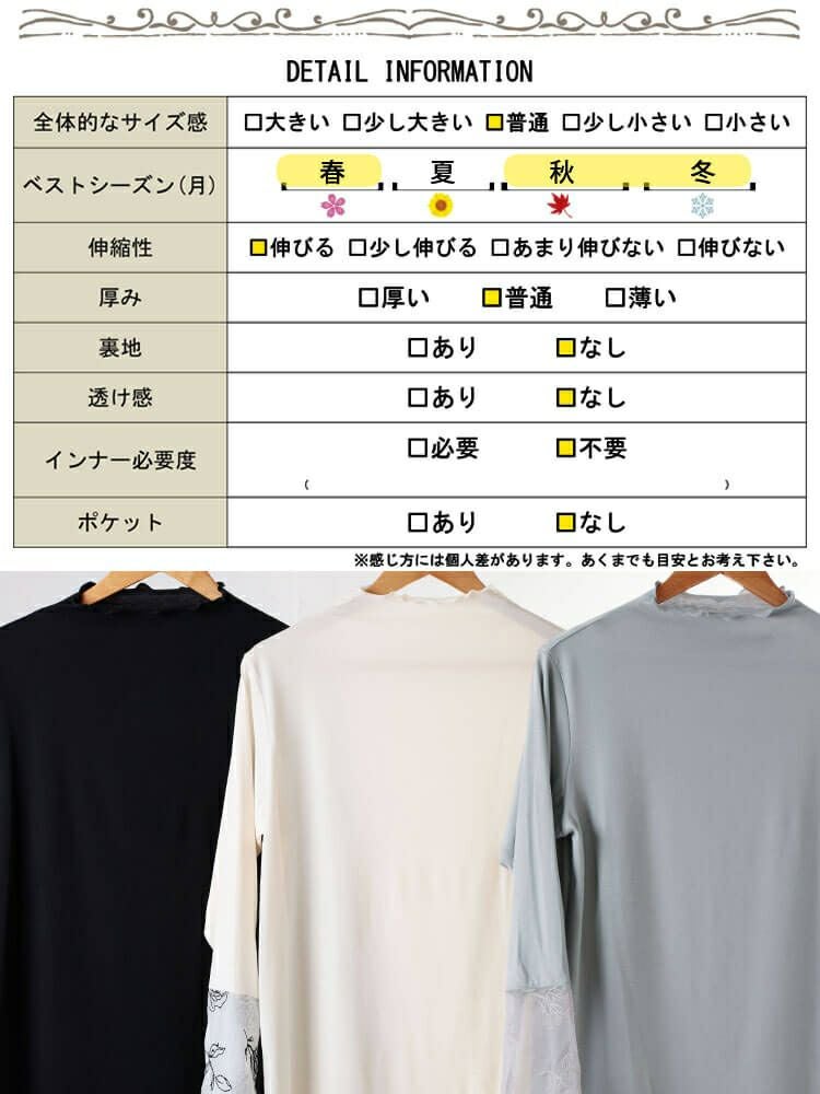 大きいサイズ レディース 花刺繍シアーフレアスリーブ切り替えメロートップス　fem-613 【メール便可】