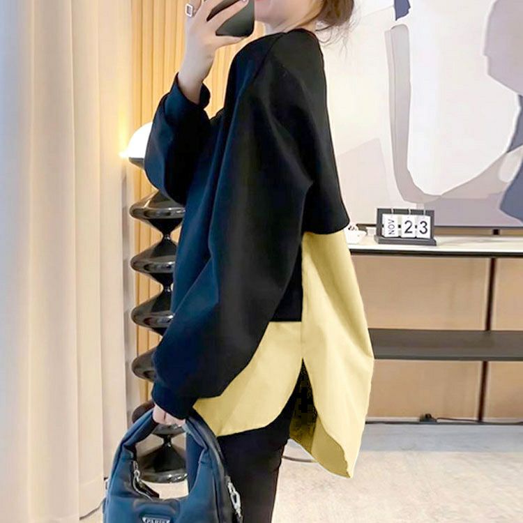 大きいサイズ レディース アシンメトリーヘムドッキングトップス　goldy-1774